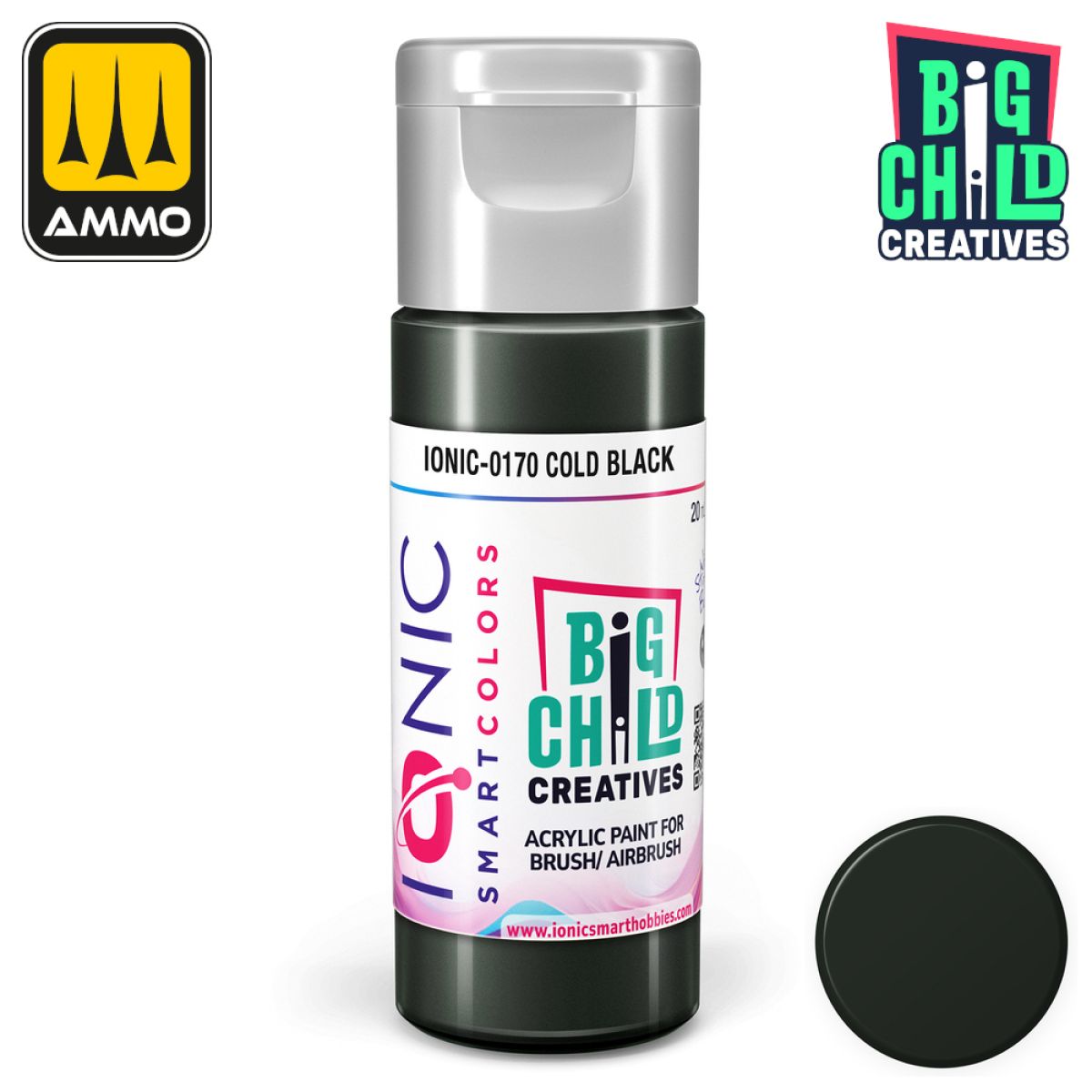 Ionic - Acrylic Paints - Cold Black 20ml