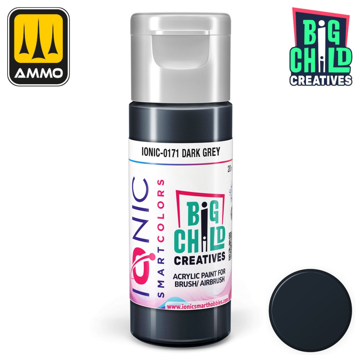 Ionic - Acrylic Paints - Dark Grey 20ml