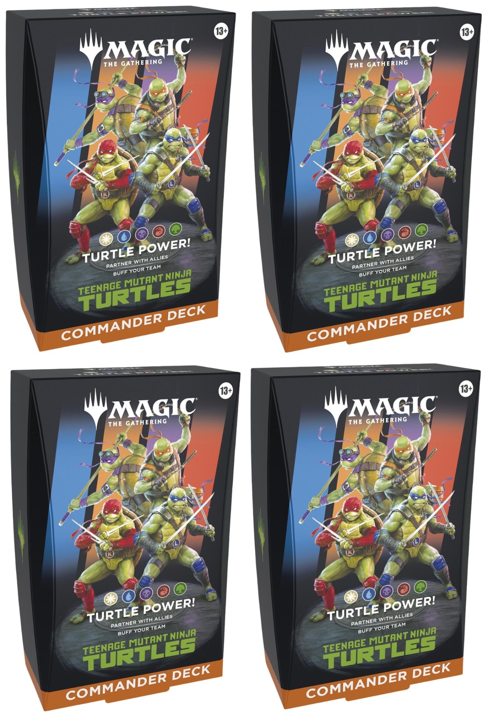 Magic the Gathering Teenage Mutant Ninja Turtles Commander Deck Turtle Power WHITE/BLUE/BLACK/RED/GREEN (4 Decks Per Display)