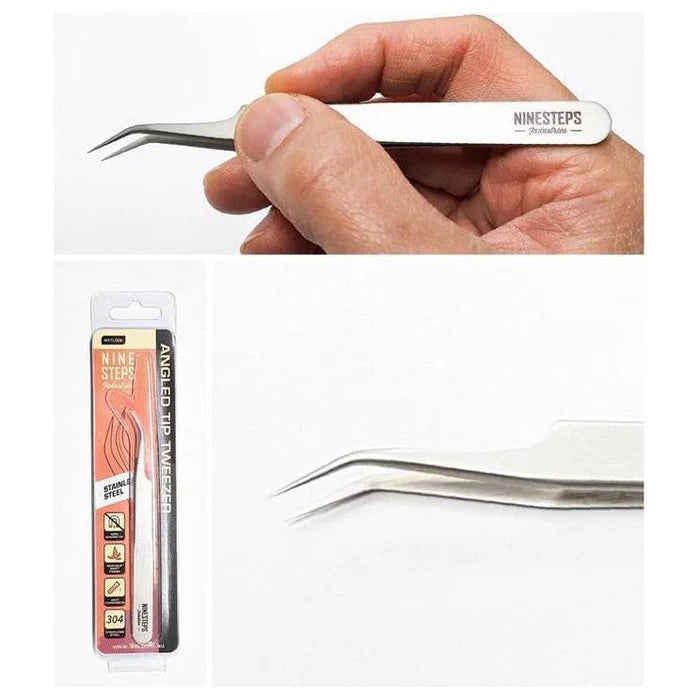 Ninesteps: Angled Fine Tip Stainless Steel Tweezer
