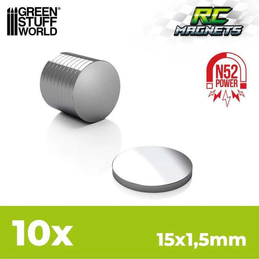 Green World Stuff: Neodymium Magnets 15x1,5mm - 10 units (N52)