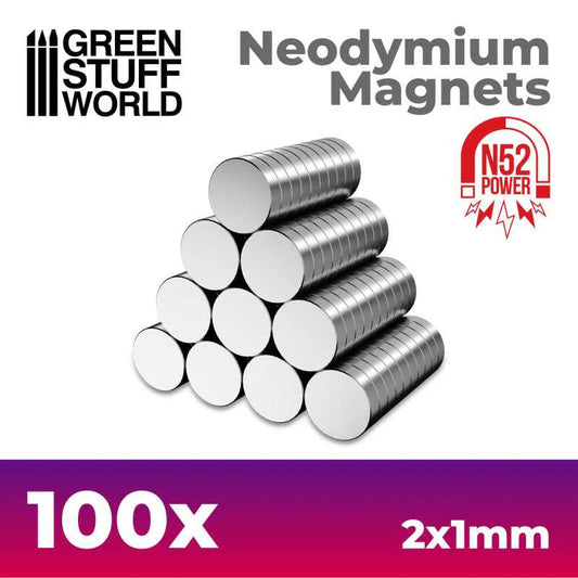 Green Stuff World: Neodymium Magnets 2x1mm - 100 units (N52) - Warhaus