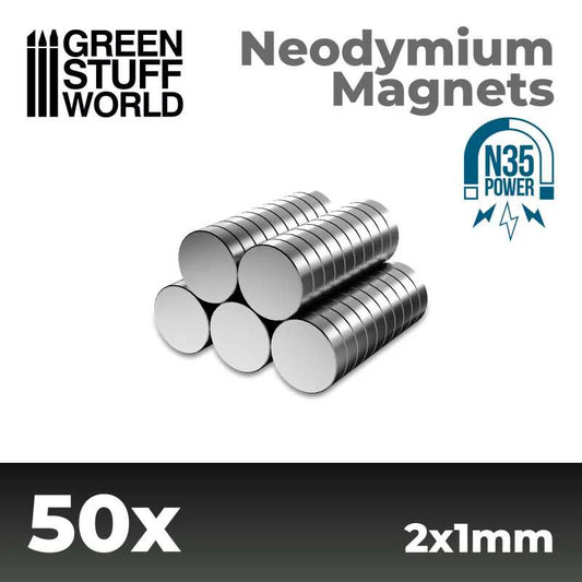 Green Stuff World: Neodymium Magnets 2x1mm - 50 units (N35) - Warhaus