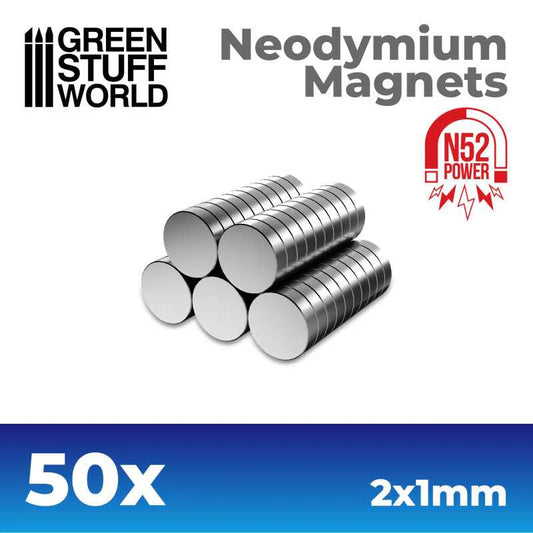 Green Stuff World: Neodymium Magnets 2x1mm - 50 units (N52) - Warhaus