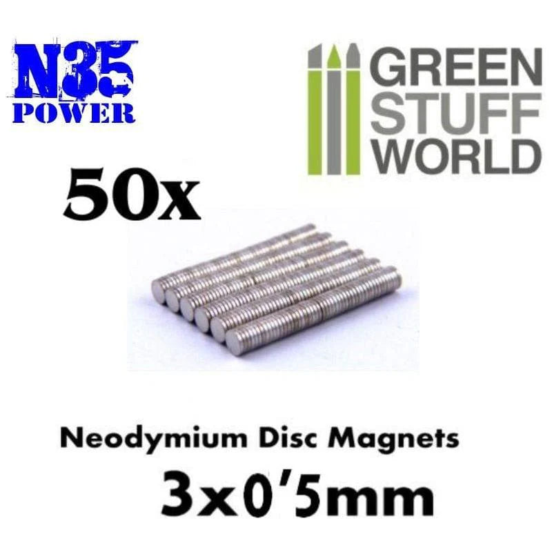Green Stuff World: Neodymium Magnets 3 x 0.5mm - Set x50 (N35) - Warhaus