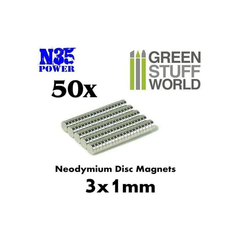 Green Stuff World: Neodymium Magnets 3 x 1mm - Set x50 (N35) - Warhaus