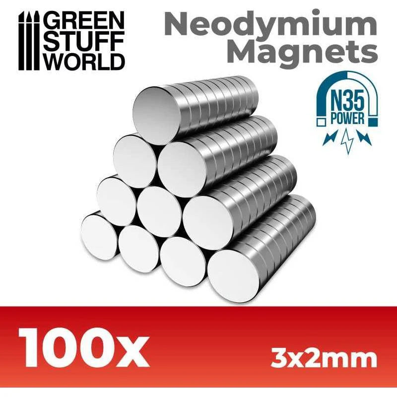Green Stuff World: Neodymium Magnets 3x2mm - 100 units (N35) - Warhaus