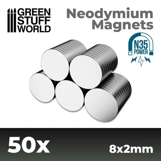 Green Stuff World: Neodymium Magnets 8x2mm - 50 units (N35) - Warhaus