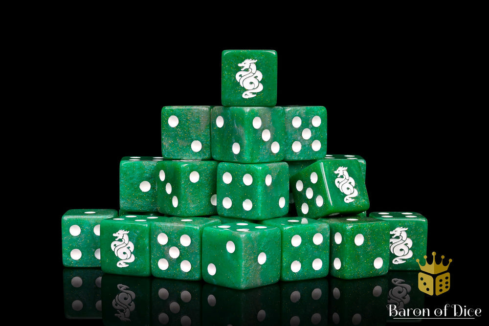 Baron of Dice: Jade Dragon Dice - Shimmering Jade (Square)