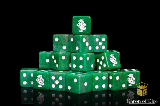 Baron of Dice: Jade Dragon Dice - Shimmering Jade (Square)