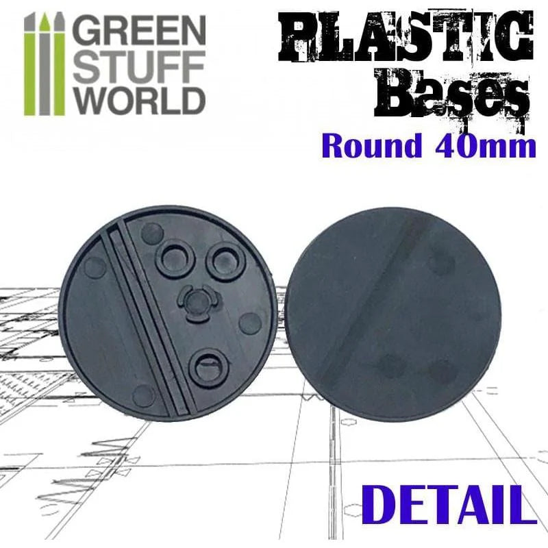 Green Stuff World: Plastic Bases - Round 40 mm Black - Warhaus