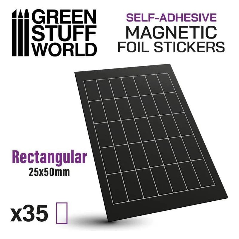 Green Stuff World: Rectangular Magnetic Sheet Self-Adhesive - 25x50mm