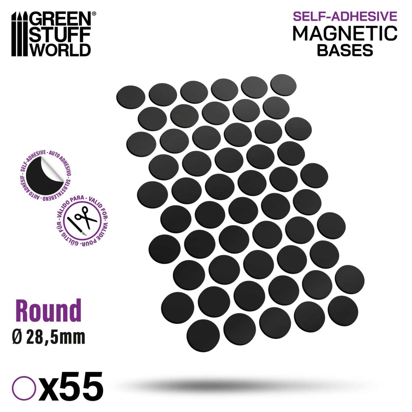 Green Stuff World: Round Magnetic Sheet Self-Adhesive - 28.5mm