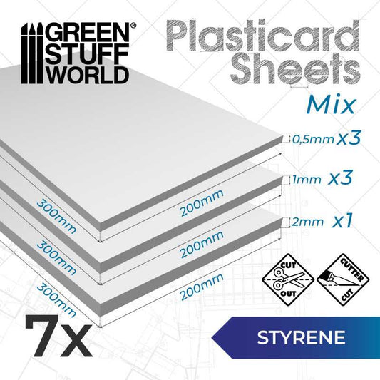 GREEN STUFF WORLD Styrene Sheets - Variety Pack x7