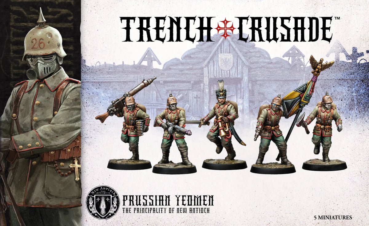 Trench Crusade Prussian Yeomen TCPM2016 retail box front showing five miniatures