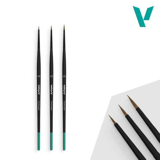 Vallejo Brushes - Pro Modeler - Definition Set - Natural Hair (Sizes 4/0, 3/0 & 2/0)