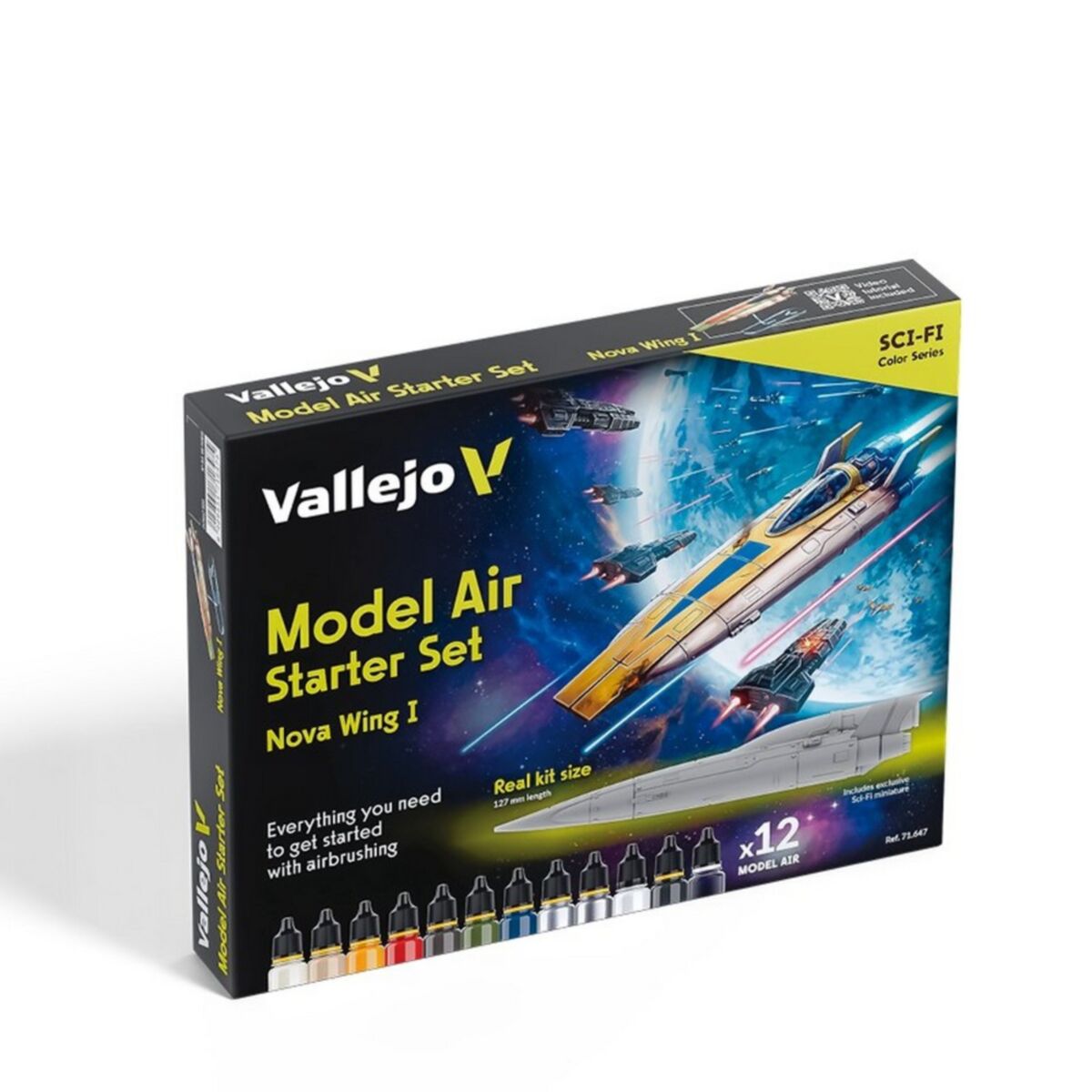 Vallejo Model Air Starter Set with paints and Nova Wing I miniature